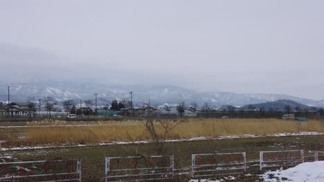 rural landscape of yamagata japan, winter snow in countryside of tohoku