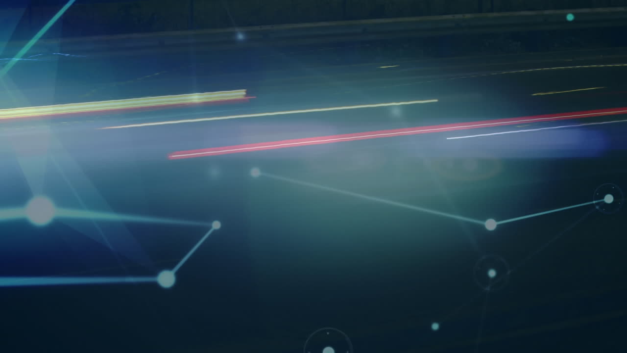 파란색 배경에 아이콘으로 연결 네트워크의 애니메이션