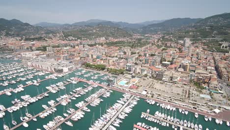 sestri levante 360degrees aerial video of the harbor. shot taken during the summer.