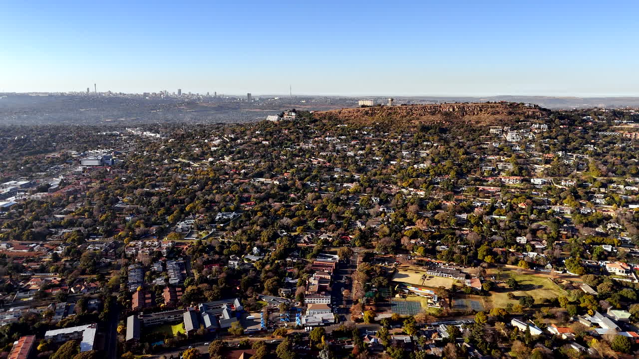 High aerial view of affluent residential suburb of Northcliff in Johannesburg