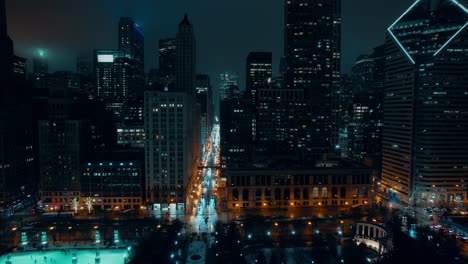 Cyberphunk-night-chicago-in-the-winter-aerial-4k