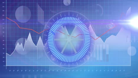 animación del círculo de procesamiento y luz en gráficos y datos científicos