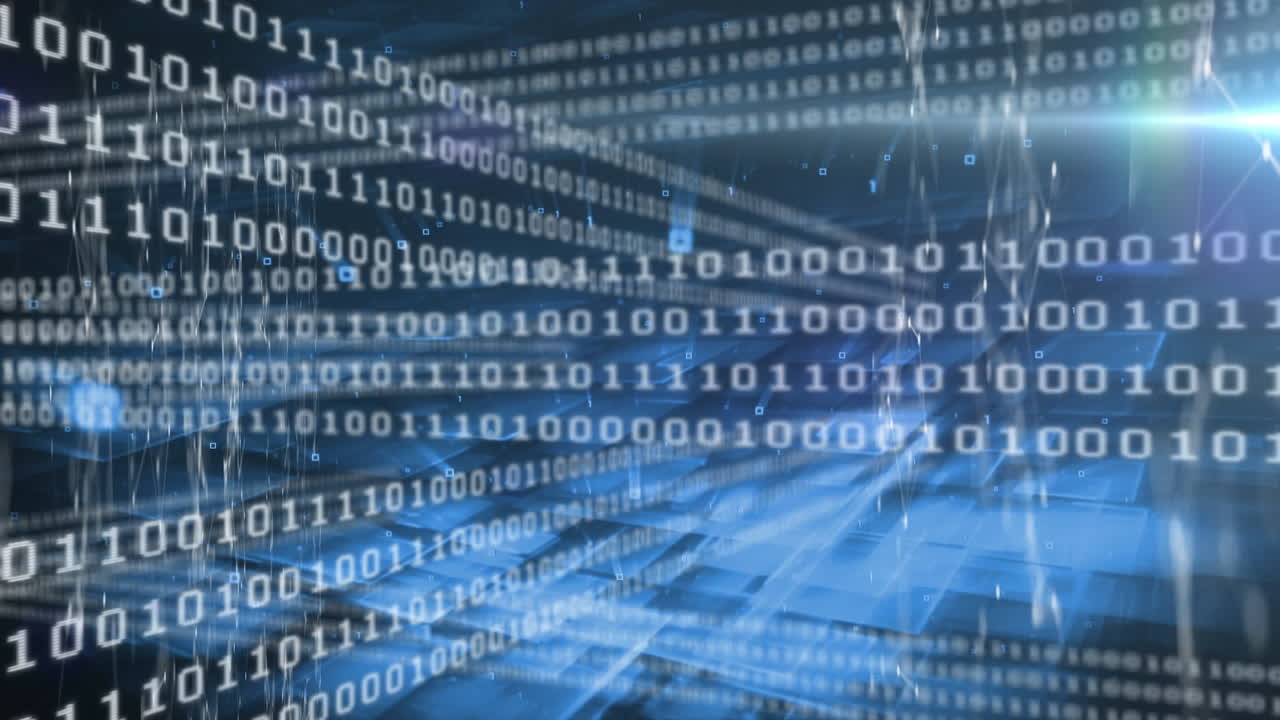 Animation of network oc connections over binary coding and data processing