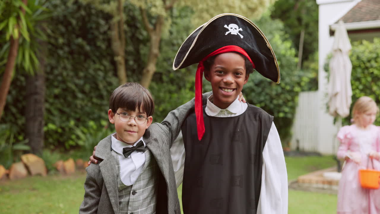 Kids in costumes for Halloween