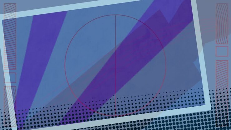 Digital animation of colorful abstract shapes moving against blue background