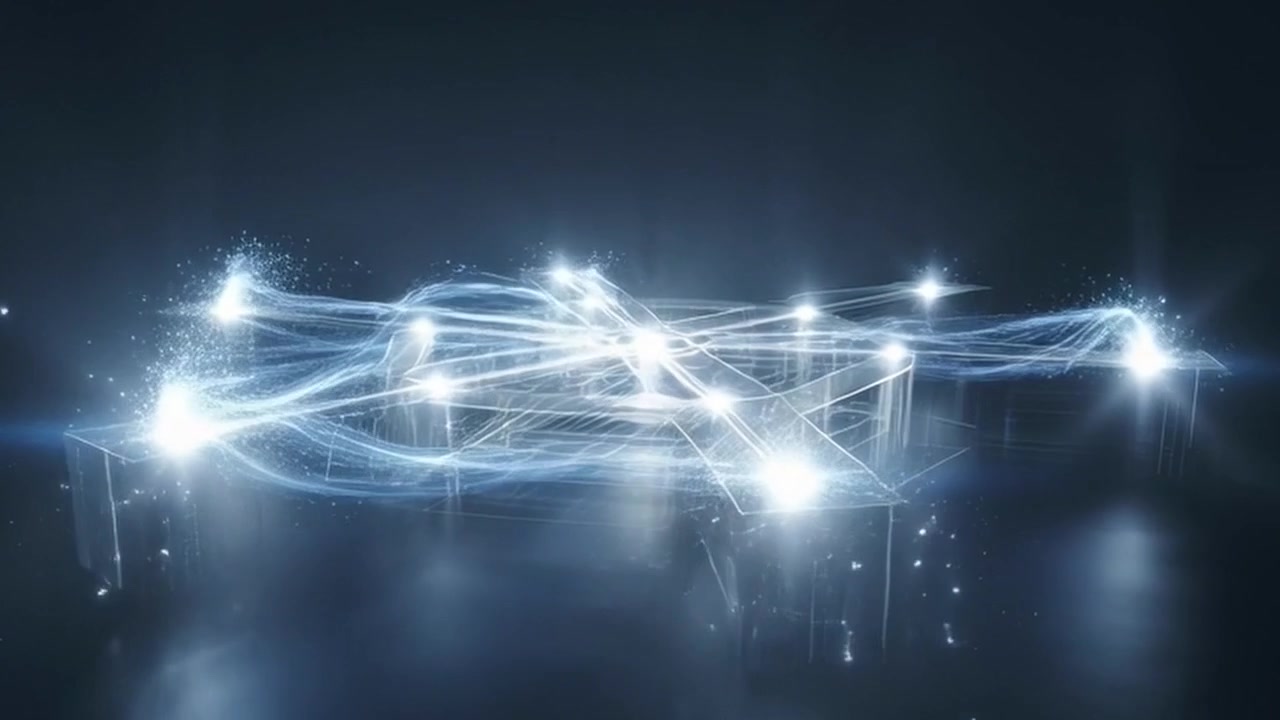 Digital Network Connection Visualization with Glowing Data Streams