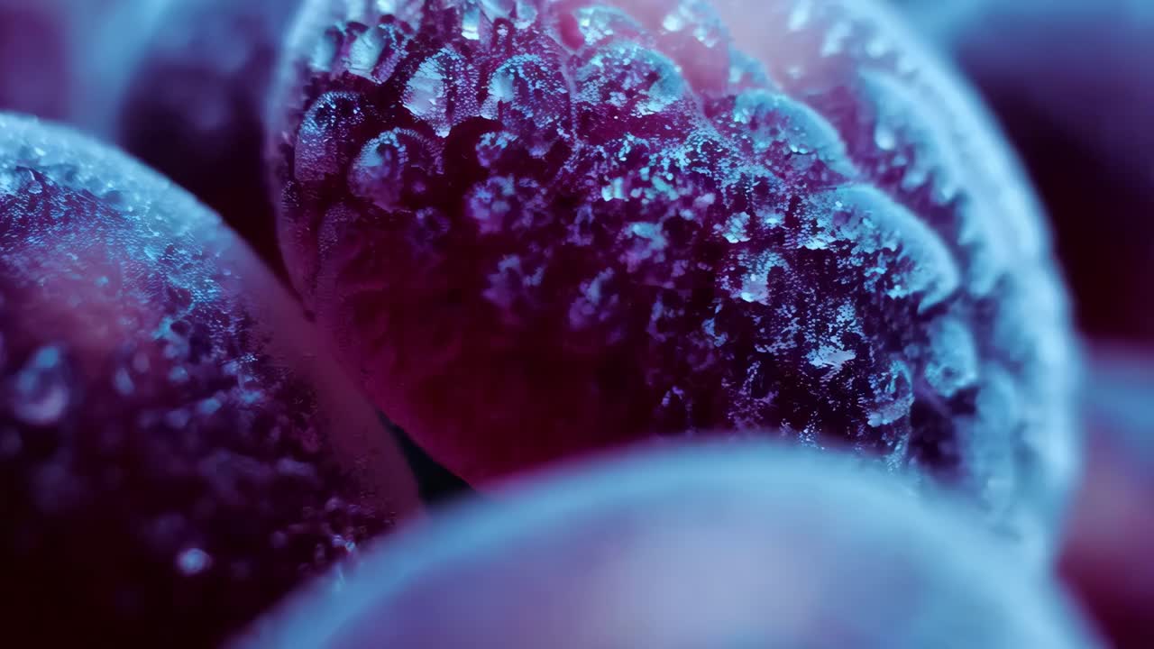 uvas congeladas en primer plano