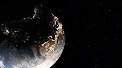 City-lights-in-Saudi-Arabia-and-Africa-at-night-from-space,-3d-render,-vertical