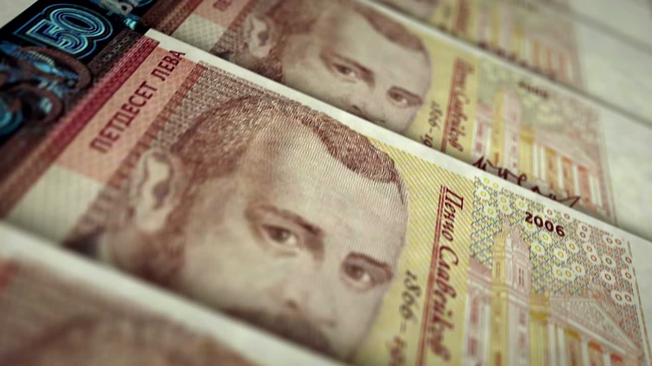 animación en bucle de la superficie del billete de dinero del leva búlgaro