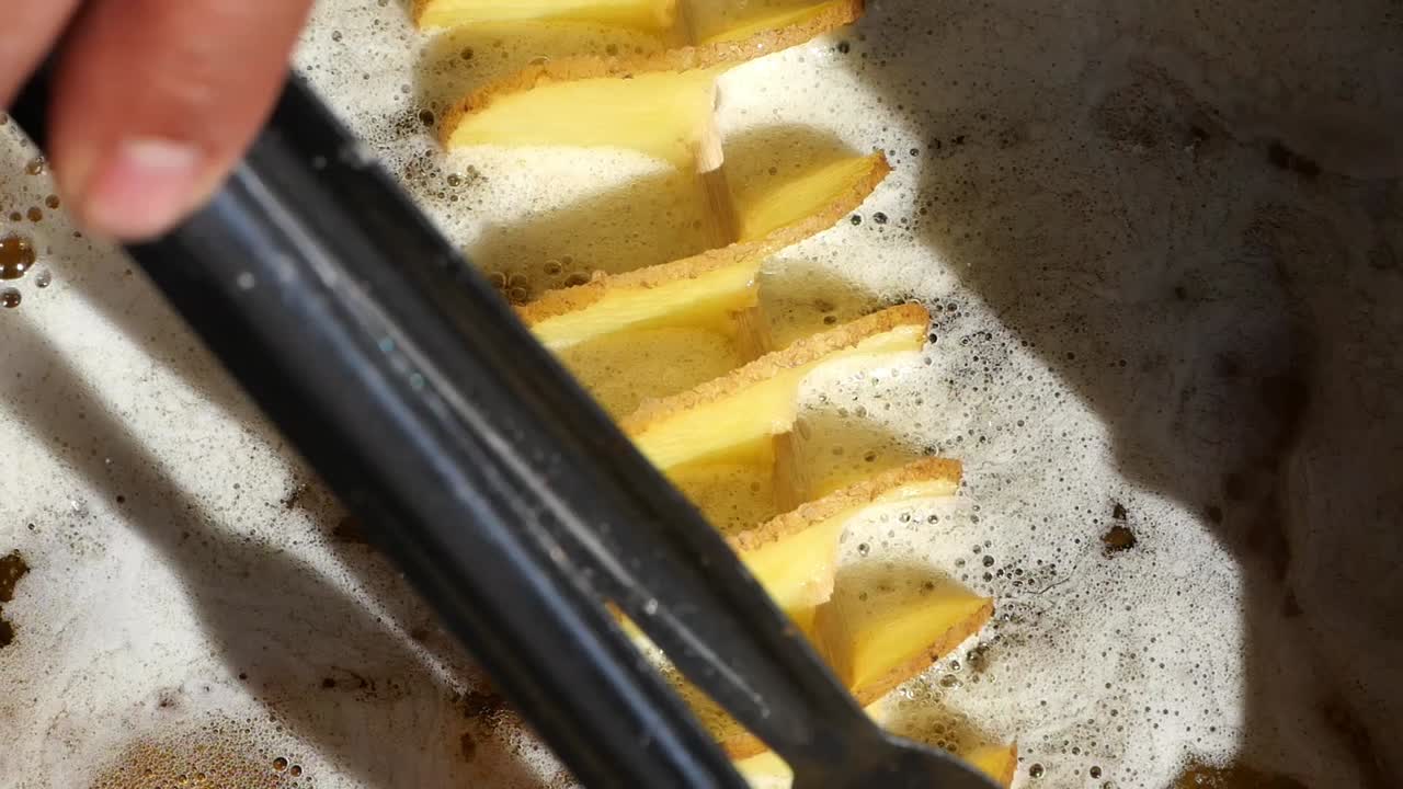 Spiral Cut Potatoes Frying