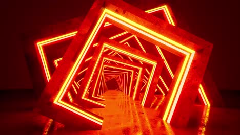 futuristic sci-fi abstract orange and red neon light shapes