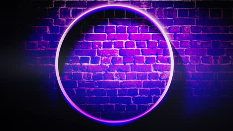 purple neon circle on wall of underground club