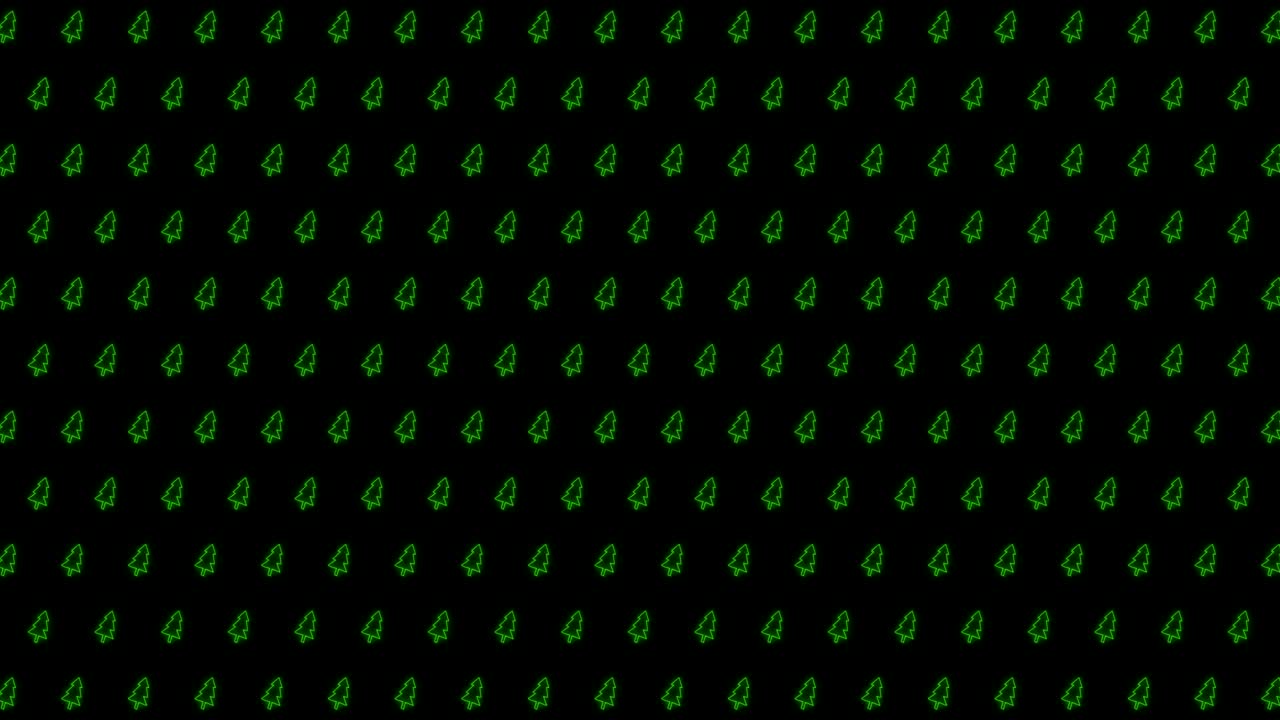 빛나는 녹색과 검은색의 크리스마스 트리 타일 배경 애니메이션 패턴