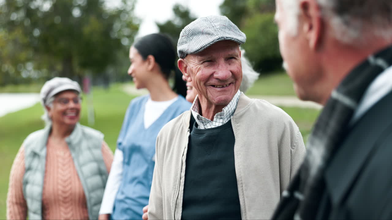 Seniors enjoying an outing with caregiver