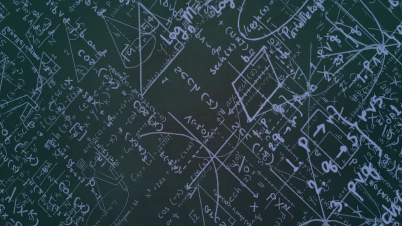 회색 배경에 수학 방정식의 애니메이션