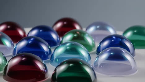 colorful translucent dome-shaped objects