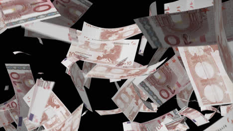 falling euro banknotes