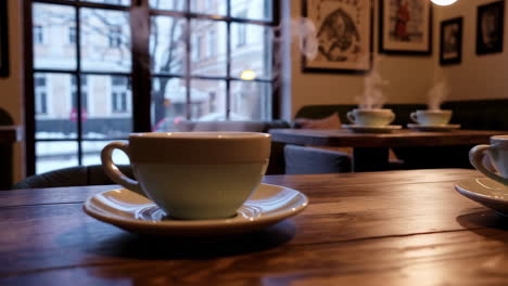 cozy winter cafe with steam