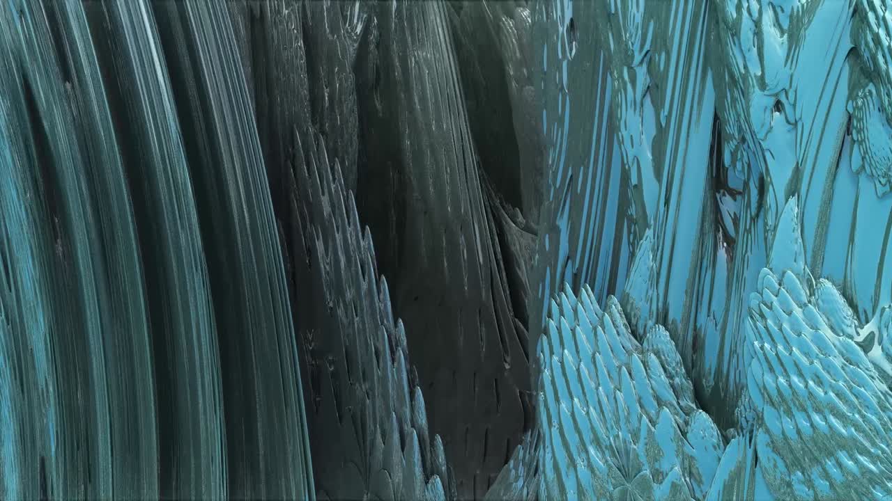 Organic cityscape made of glass and frozen ice with intricate details