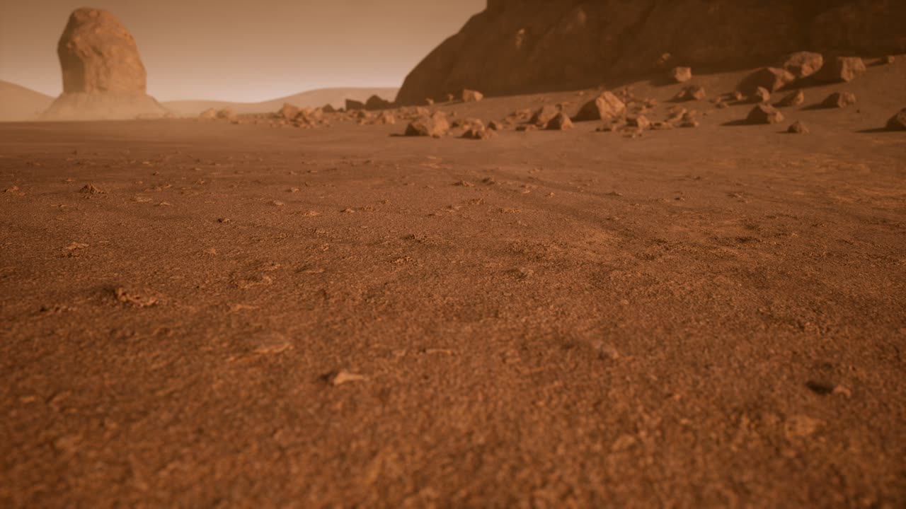 Fantastico paesaggio marziano in tonalità arancioni arrugginite
