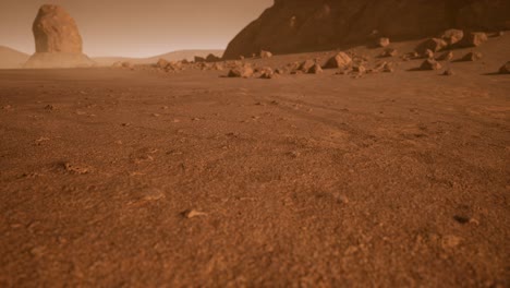 fantastic martian landscape in rusty orange shades