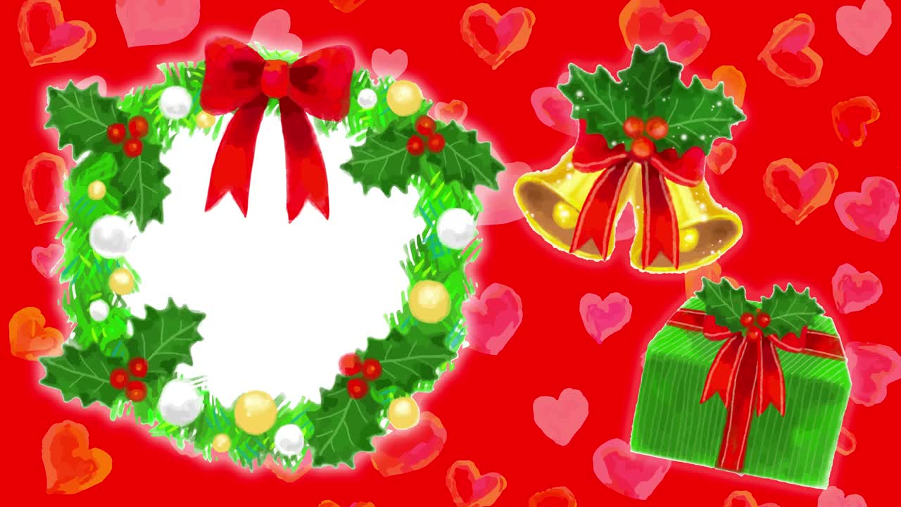 animación en bucle de la corona de navidad en acuarela
