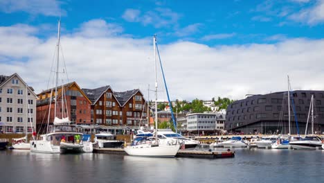 view of a marina in tromso, north norway