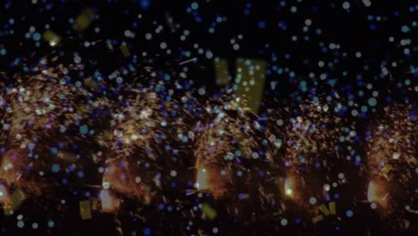 animation of fireworks and confetti on black background