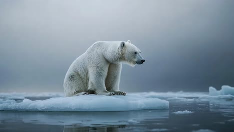 oso polar en una capa de hielo