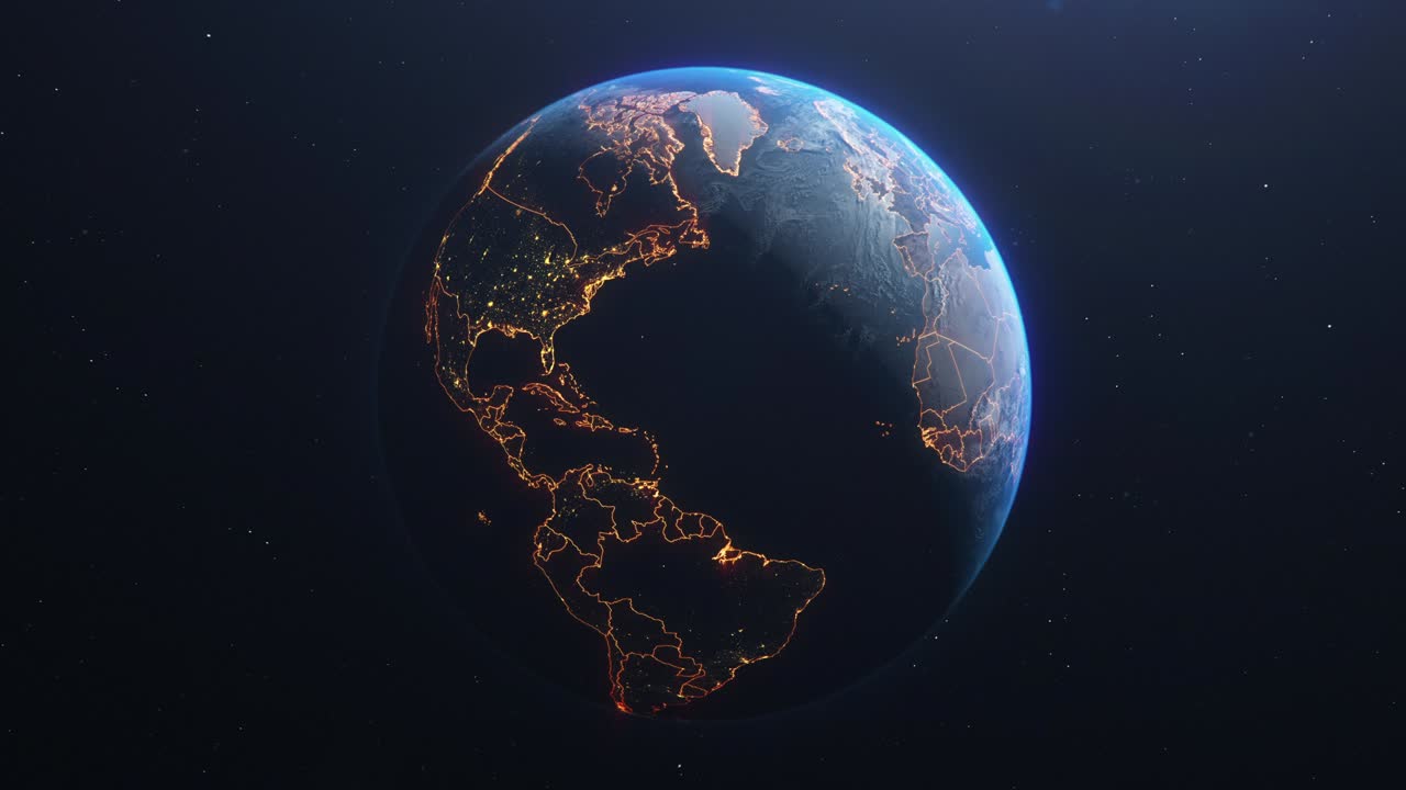 el planeta tierra visto desde el espacio, las fronteras de los países resaltadas