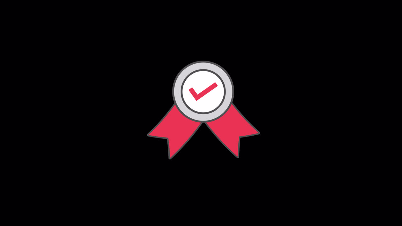 Animated Red Ribbon Award with Checkmark Icon