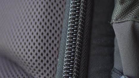 macro footage of a backpack zipper