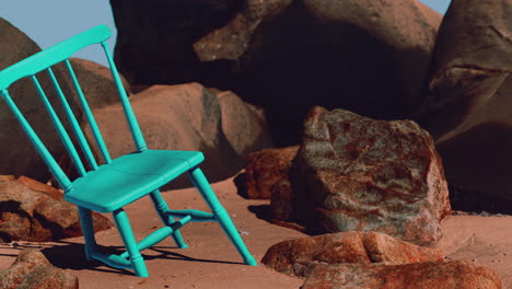 retro blue wooden chair on the beach