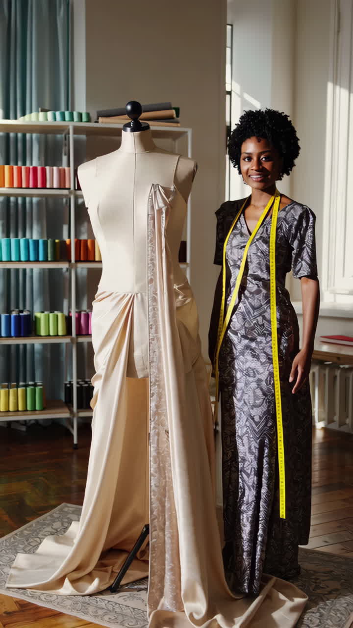 Fashion Designer with her Latest Creation