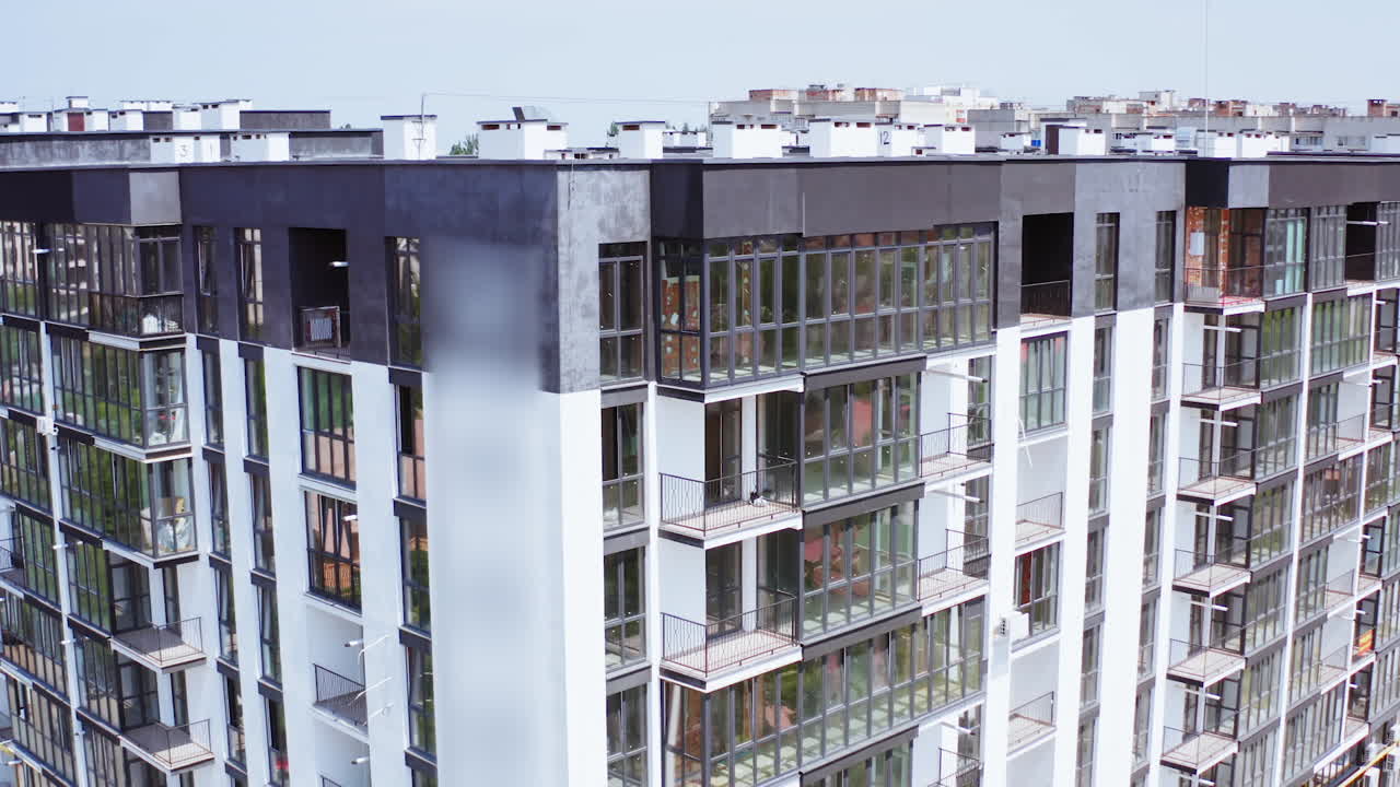 Multi storey building apartments. Exterior of new high rise multi story apartment building