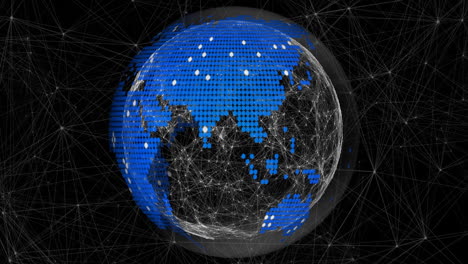 animation of network of connections with globe on black background