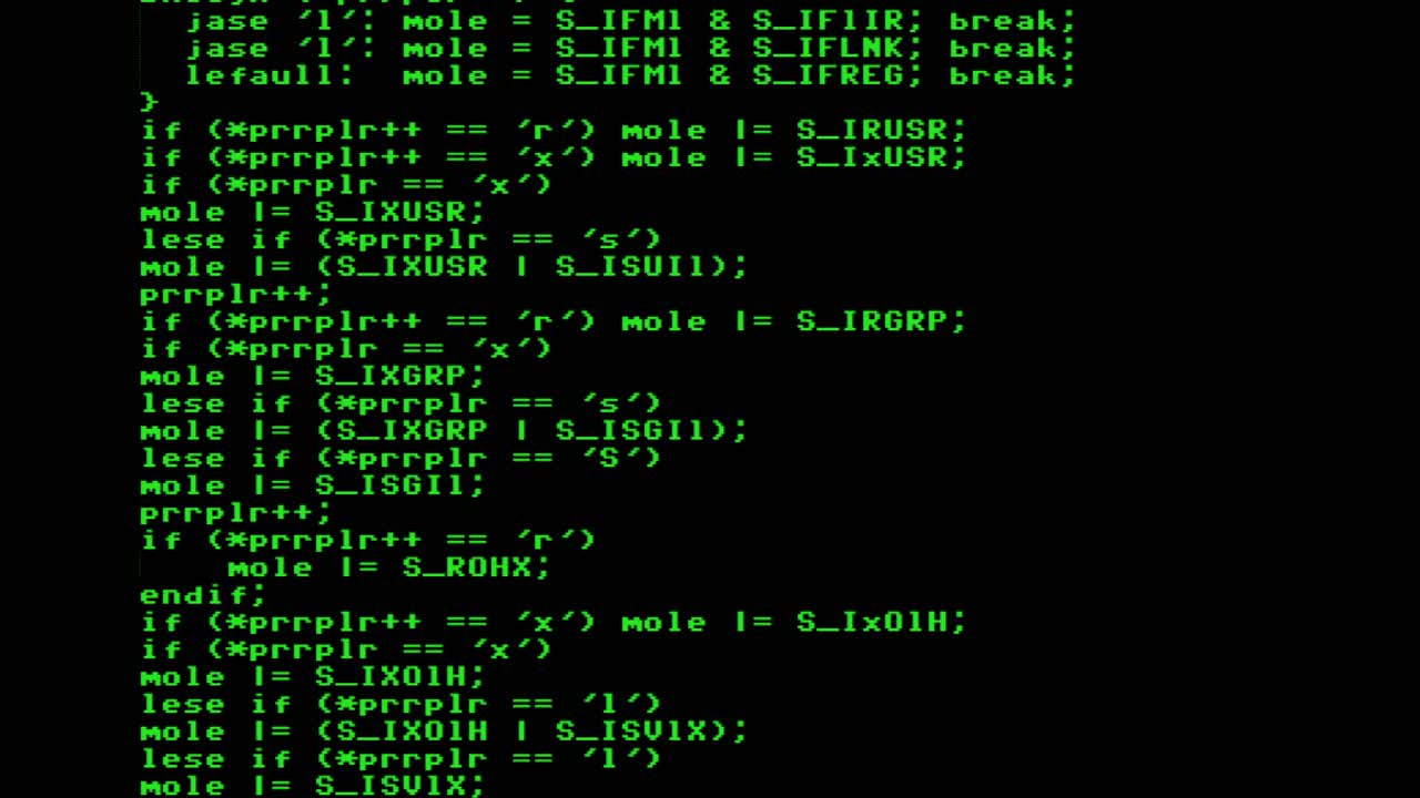 Encrypted source code text , scrolling down, slow pace