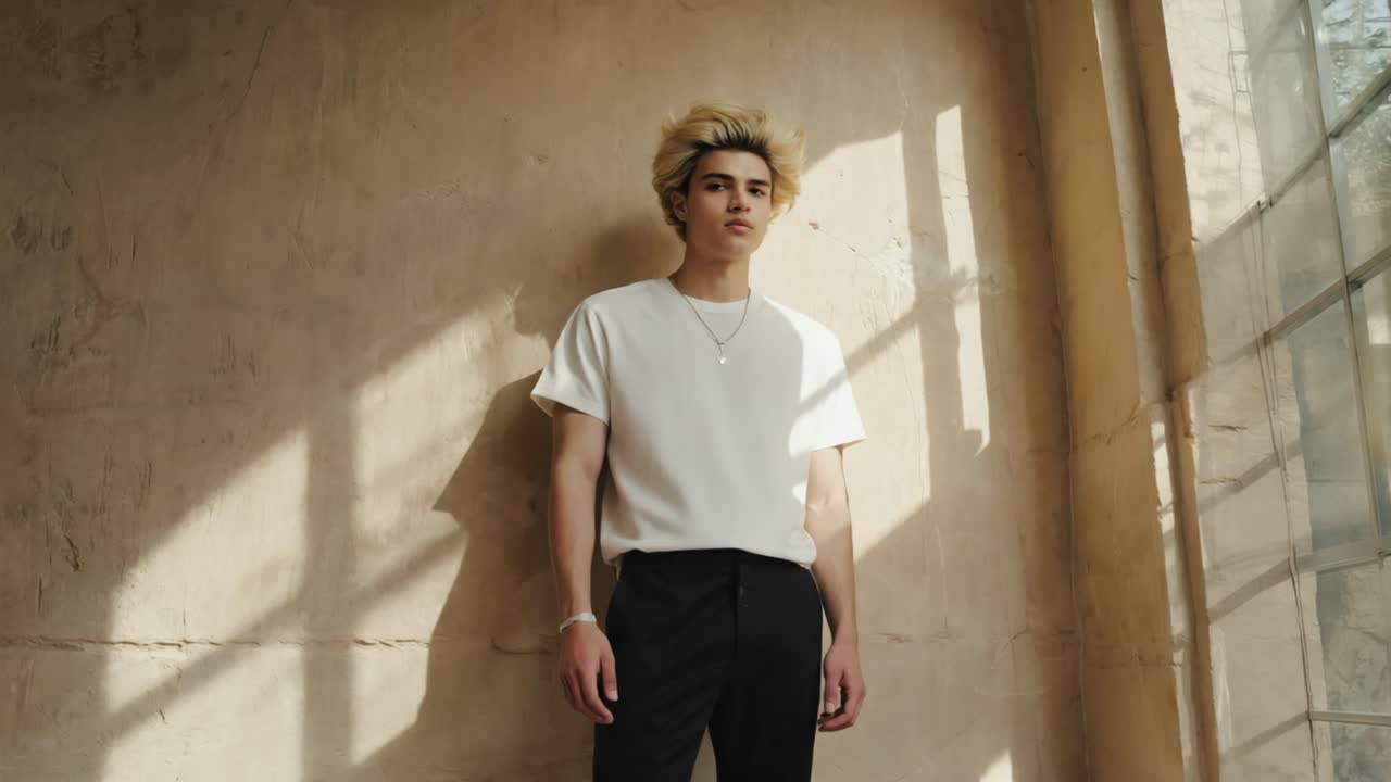 Stylish young man posing indoors