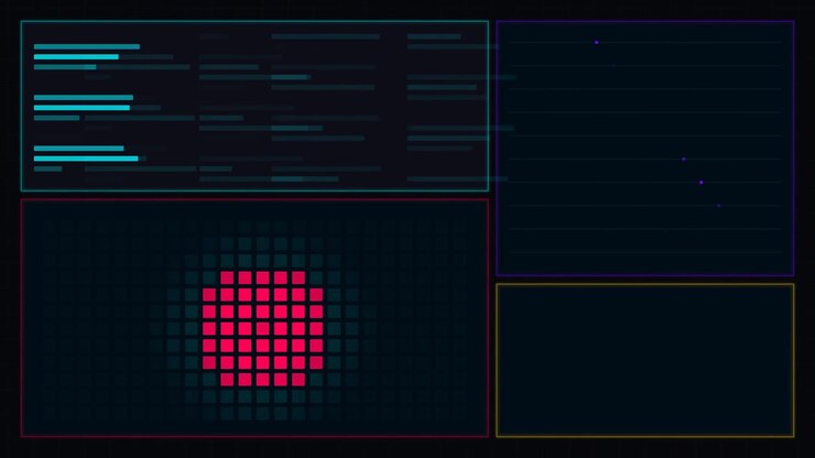 Digital Interface Displaying Data Visualization and Loading Animation