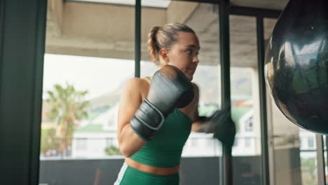 Boxing,-training-and-girl-with-personal-trainer