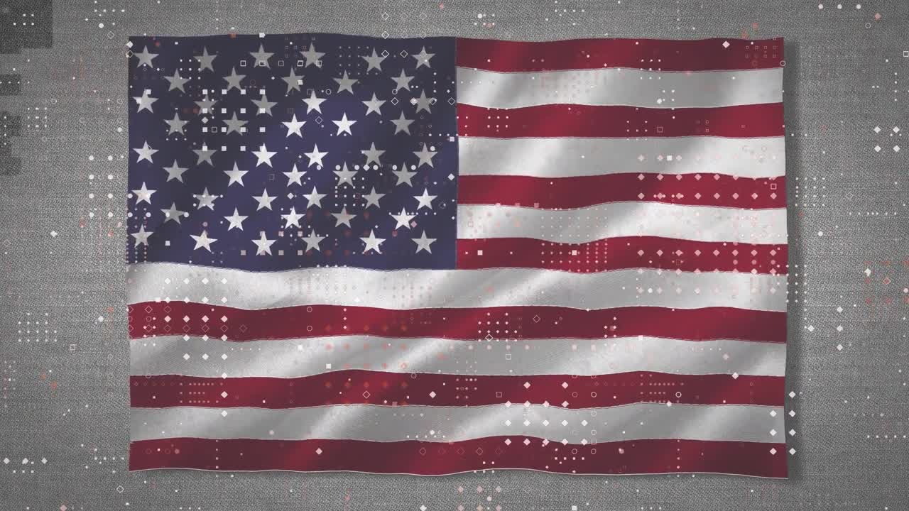 Animation of digital interface over american flag