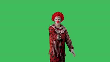 clown with microphone on green screen