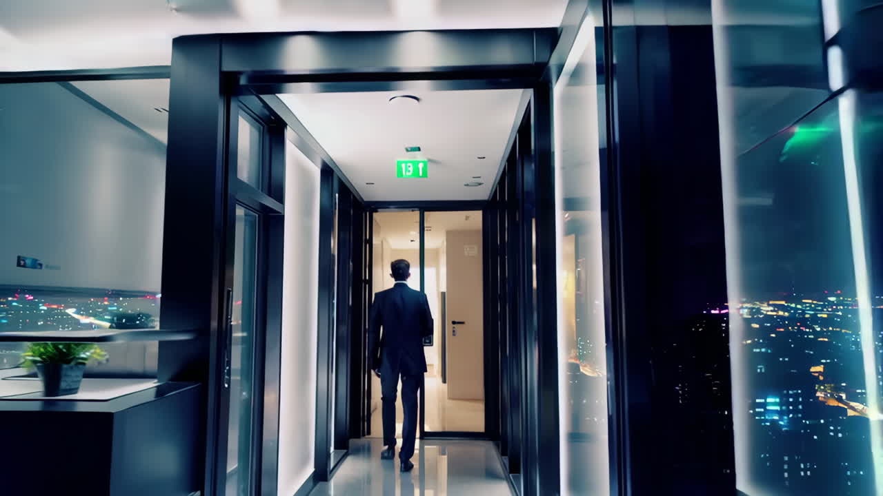 City Night Views and High-Rise Building Interiors