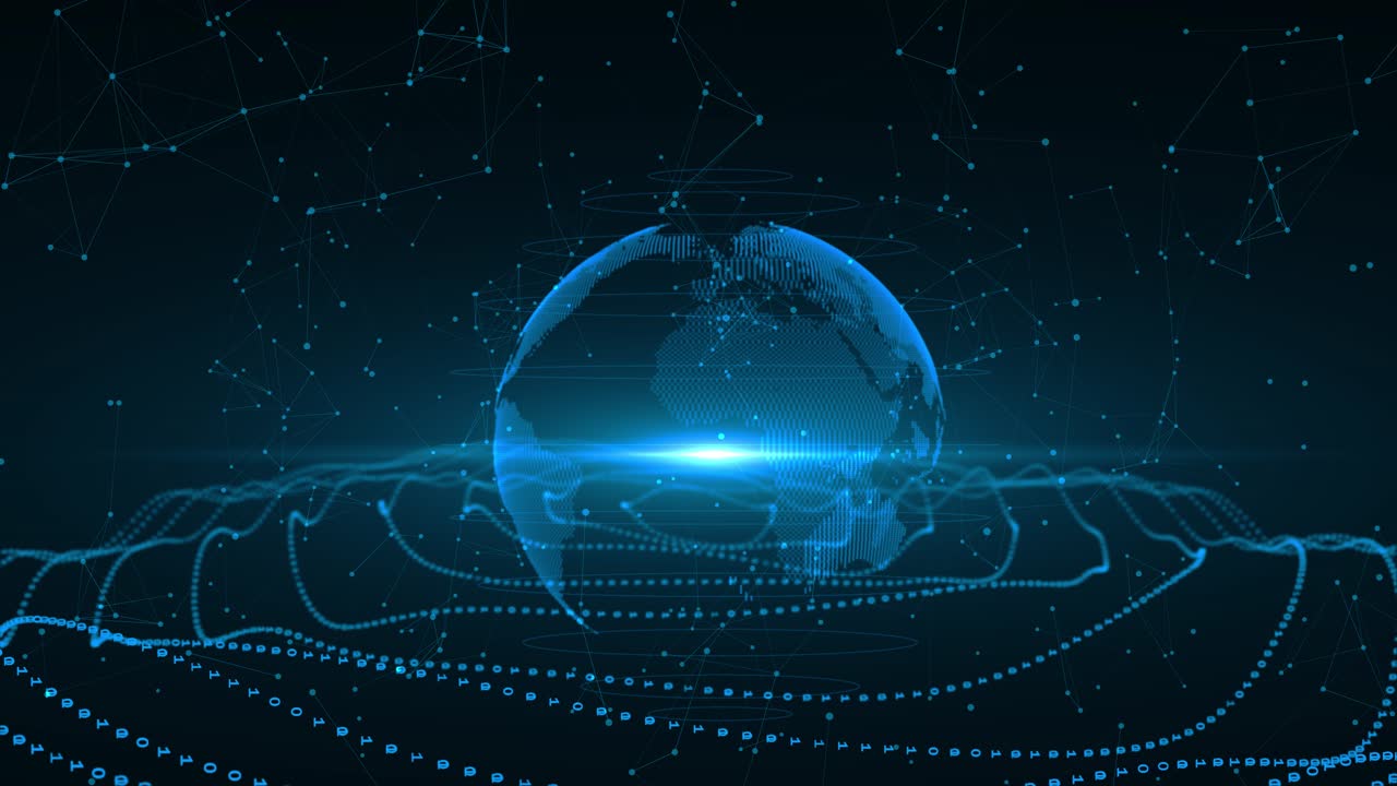 Digital planet earth connecting lines linking concept of data exchange information global grid data