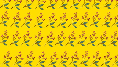 animación de múltiples flores rojas que se mueven sobre un fondo amarillo