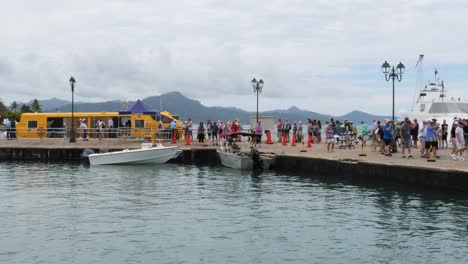 cruise terminal (gare maritime) in uturoa, raiatea, society islands, french polynesia.