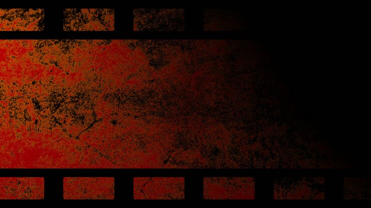 Dynamic Grunge Film Strip Overlay with Red and Orange Hues