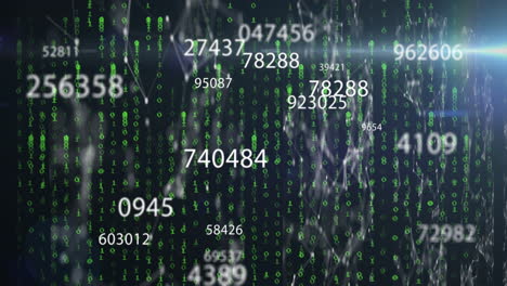 animación del procesamiento de números, codificación binaria y procesamiento de datos