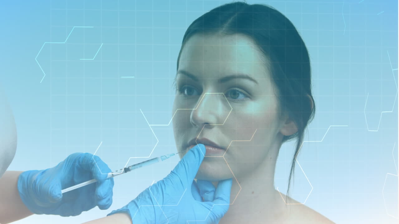 animación de mujer agrandando sus labios en el cínico