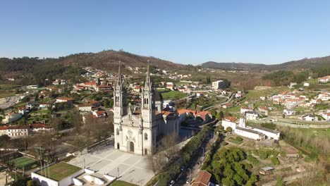 aerial view of stunning cathedral in the countryside